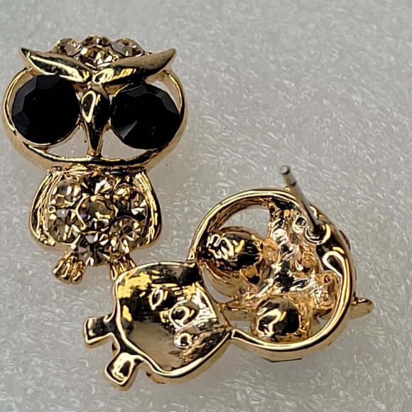 Gold Owl Small Earrings - Picture 2 of 6
